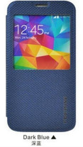 Кожен калъф тефтер стойка и клипс FERRISE за Samsung Galaxy S5 Mini G800 тъмно син